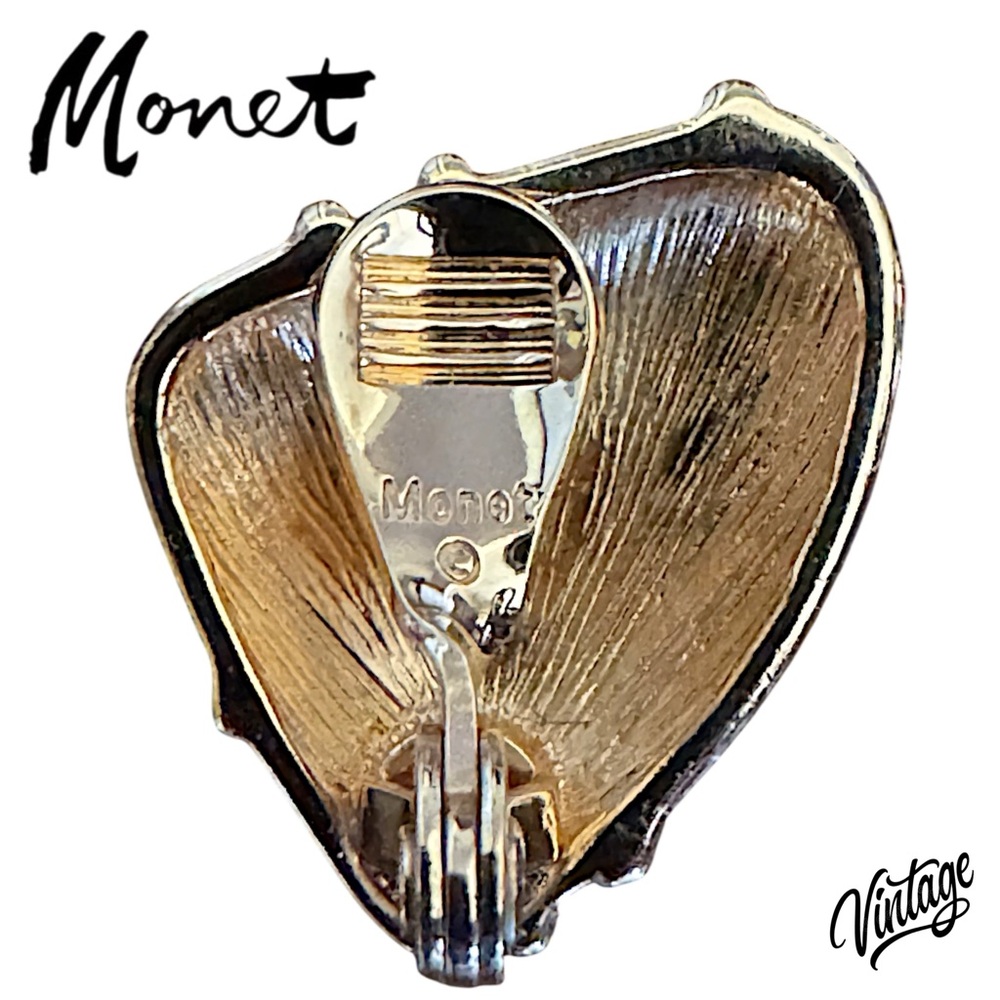 RARE Monet Vintage 1960 Marbled Geometric Clip On Earrings LBN - Picture 5 of 6